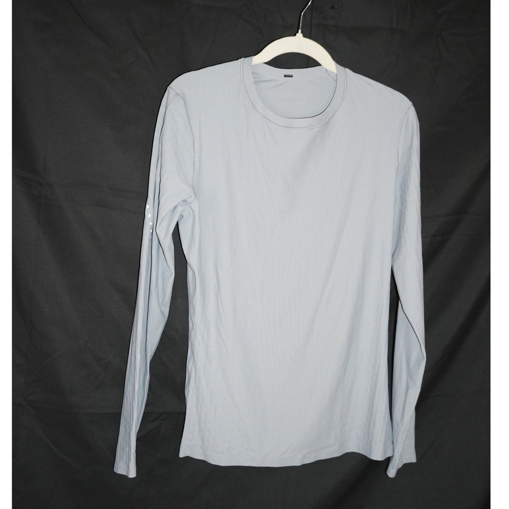 Lululemon Stretch Long Sleeve Shirt Blue Gray Reflective Running Top Women S